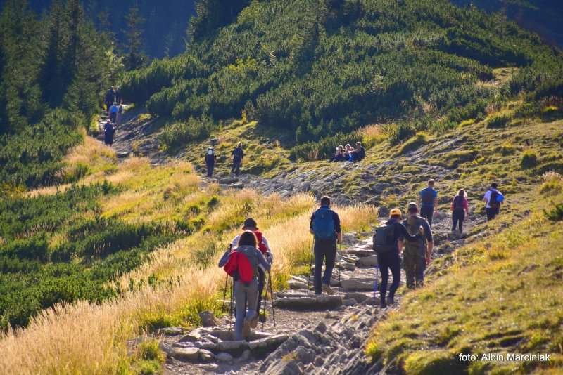 turyści na szlaku do Doliny Gąsienicowej 3